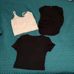 SHEIN Black and White Crop Tops Trio
